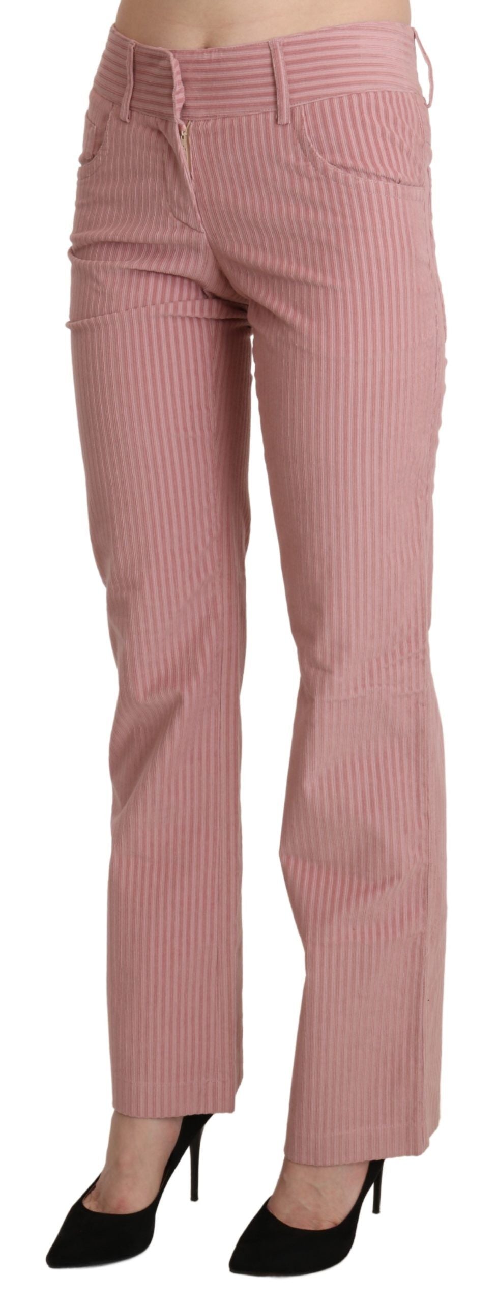 Pantalones rectos Ermanno Scervino rosa de cintura media de algodón