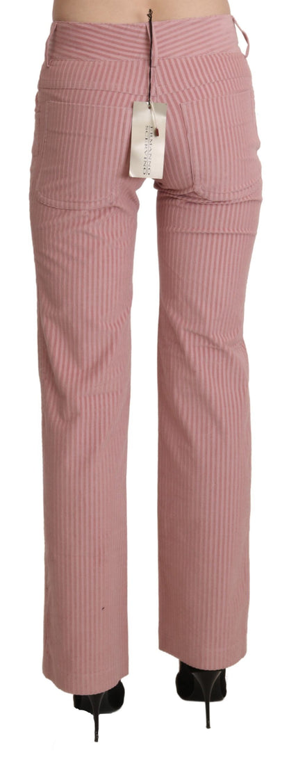 Pantalones rectos Ermanno Scervino rosa de cintura media de algodón