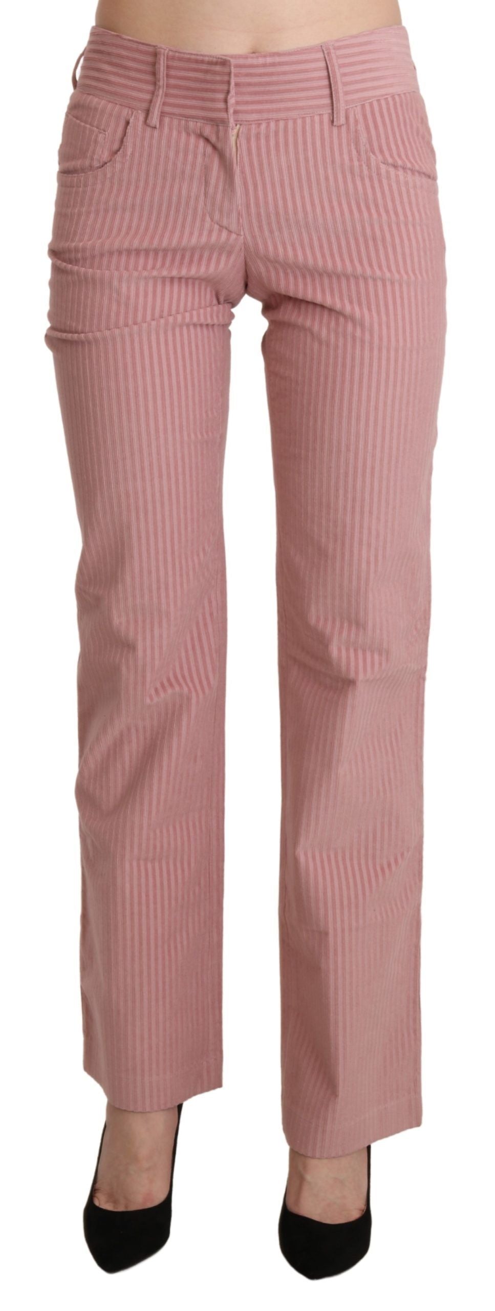 Pantalones rectos Ermanno Scervino rosa de cintura media de algodón