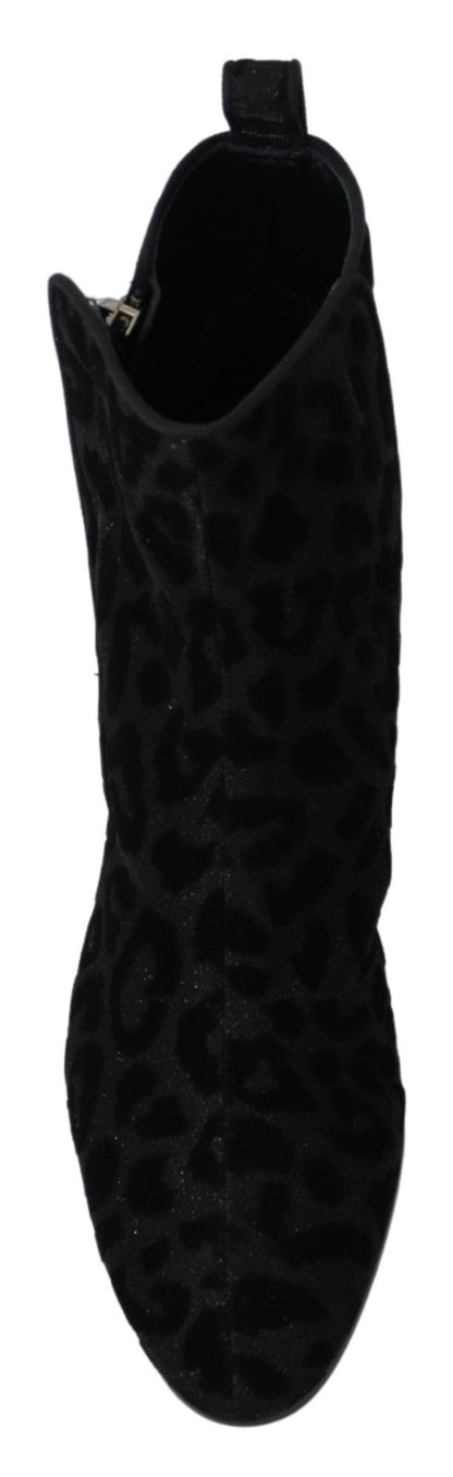 Botines Negros de Leopardo Dolce & Gabbana con Cremallera