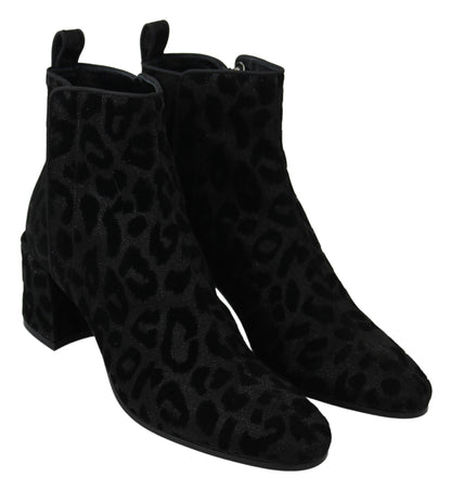 Botines Negros de Leopardo Dolce & Gabbana con Cremallera