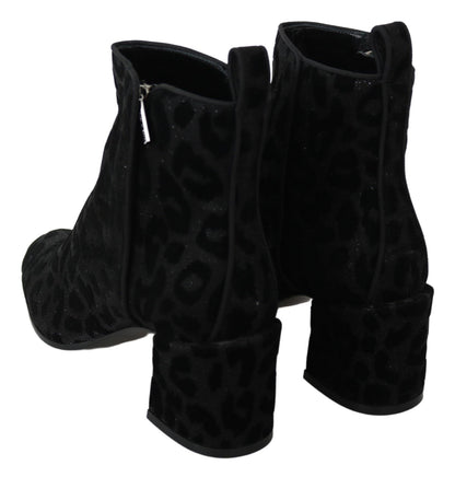Botines Negros de Leopardo Dolce & Gabbana con Cremallera