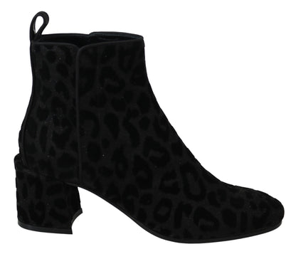Botines Negros de Leopardo Dolce & Gabbana con Cremallera