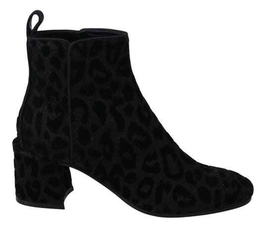 Botines Negros de Leopardo Dolce & Gabbana con Cremallera
