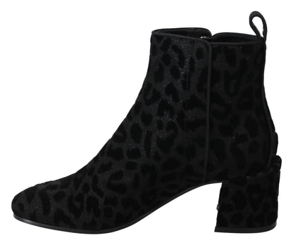 Botines Negros de Leopardo Dolce & Gabbana con Cremallera