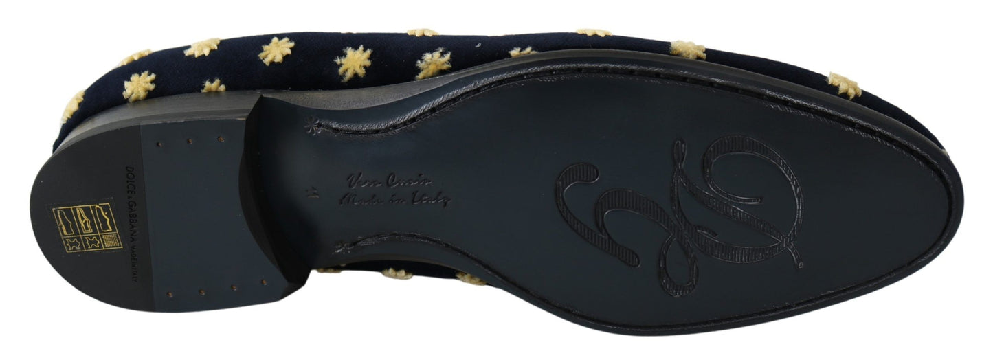 Mocasines Zapatillas Dolce & Gabbana de terciopelo azul con corona