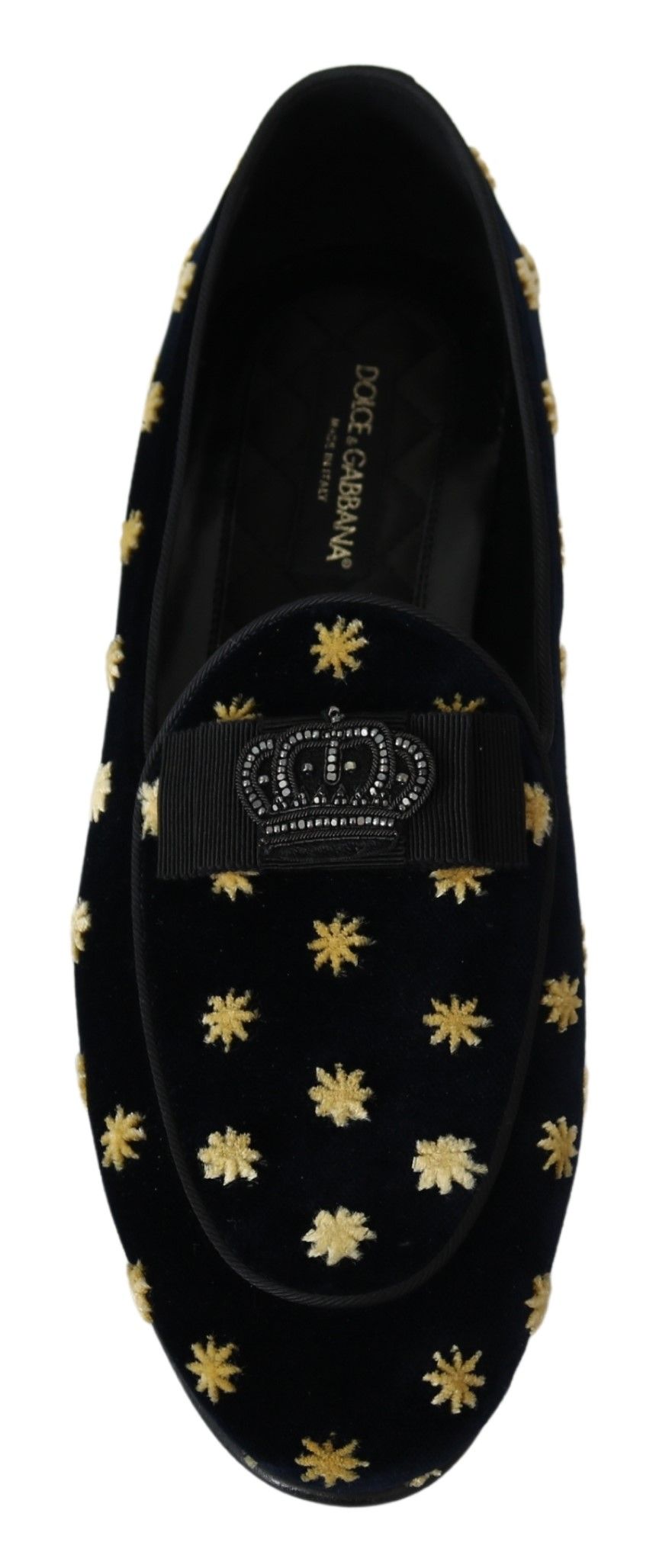 Mocasines Zapatillas Dolce & Gabbana de terciopelo azul con corona
