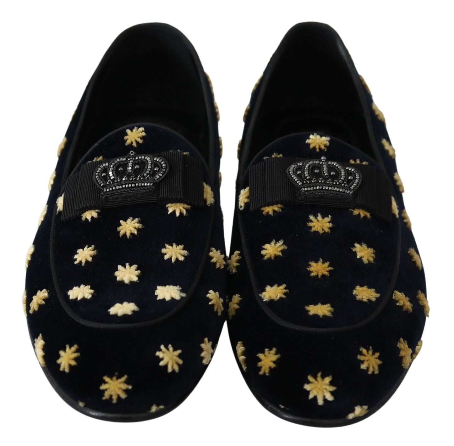 Mocasines Zapatillas Dolce & Gabbana de terciopelo azul con corona