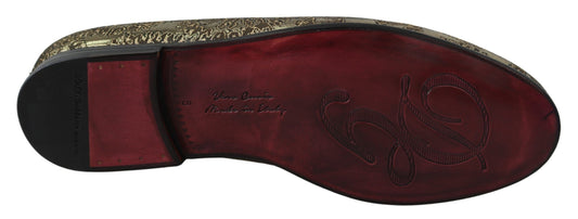Mocasines de hombre Dolce & Gabbana planos de jacquard dorado