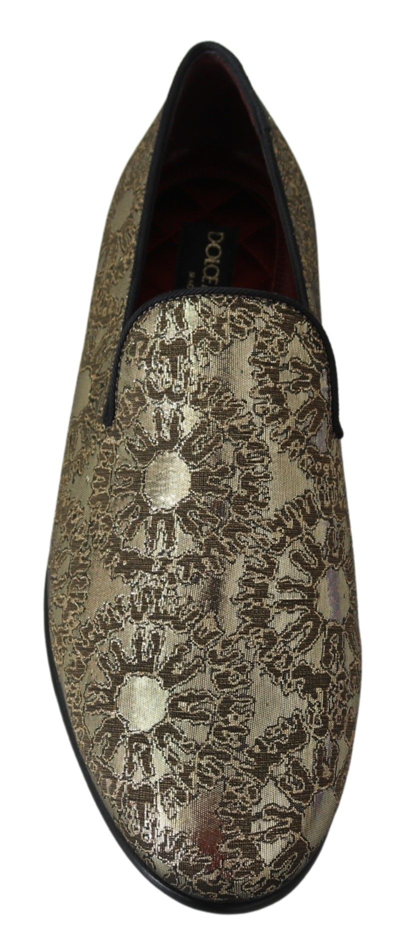 Mocasines de hombre Dolce & Gabbana planos de jacquard dorado
