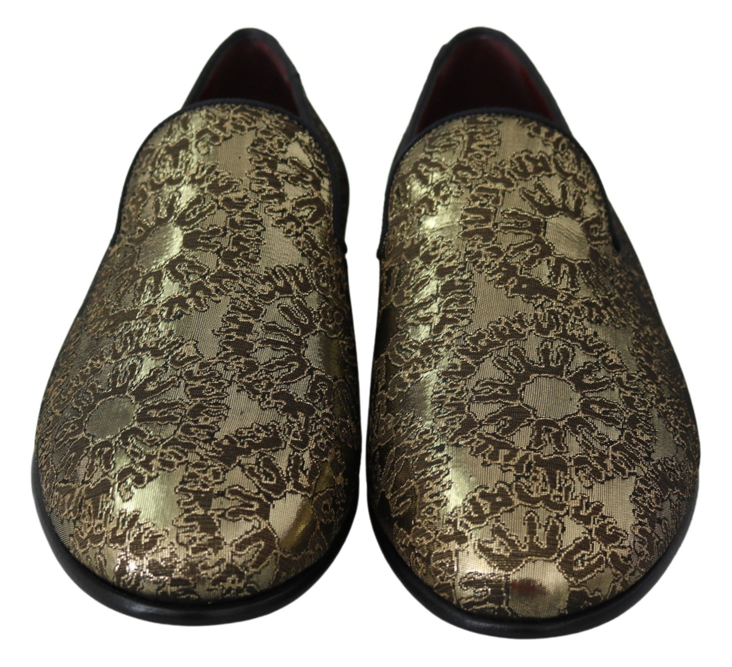 Mocasines de hombre Dolce & Gabbana planos de jacquard dorado