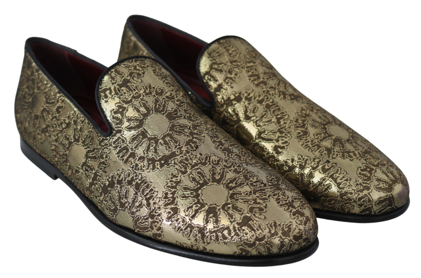 Mocasines de hombre Dolce & Gabbana planos de jacquard dorado