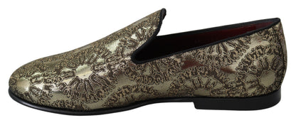 Mocasines de hombre Dolce & Gabbana planos de jacquard dorado