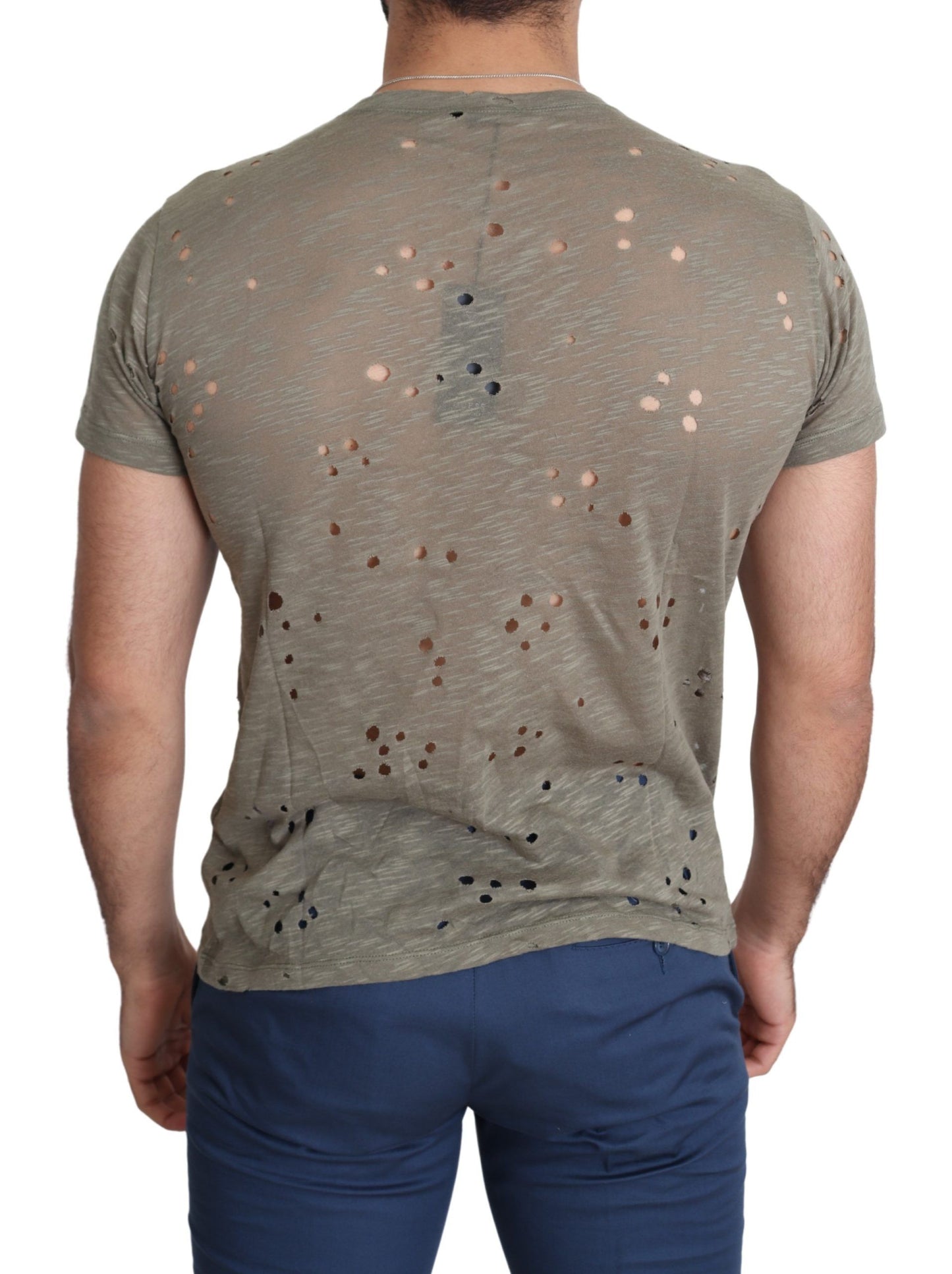 Guess camiseta perforada de algodón elástico marrón con logo estampado para hombre