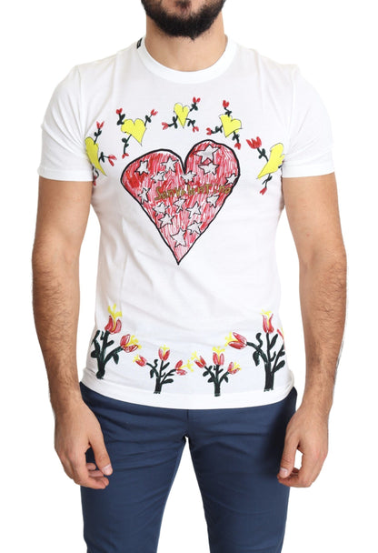Camiseta de Algodón Blanca para Hombre con Estampado de San Valentín de Dolce & Gabbana