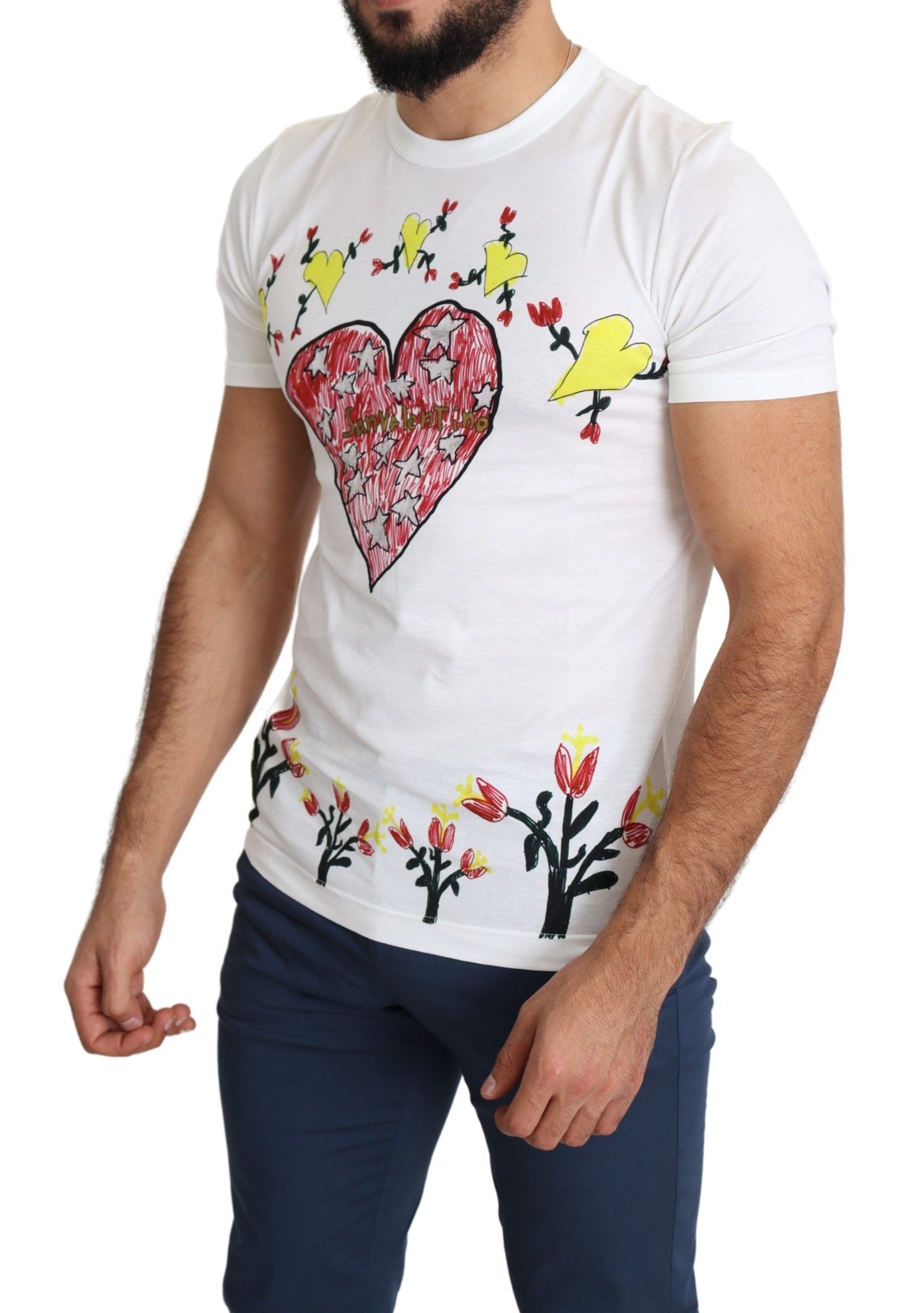 Camiseta de Algodón Blanca para Hombre con Estampado de San Valentín de Dolce & Gabbana
