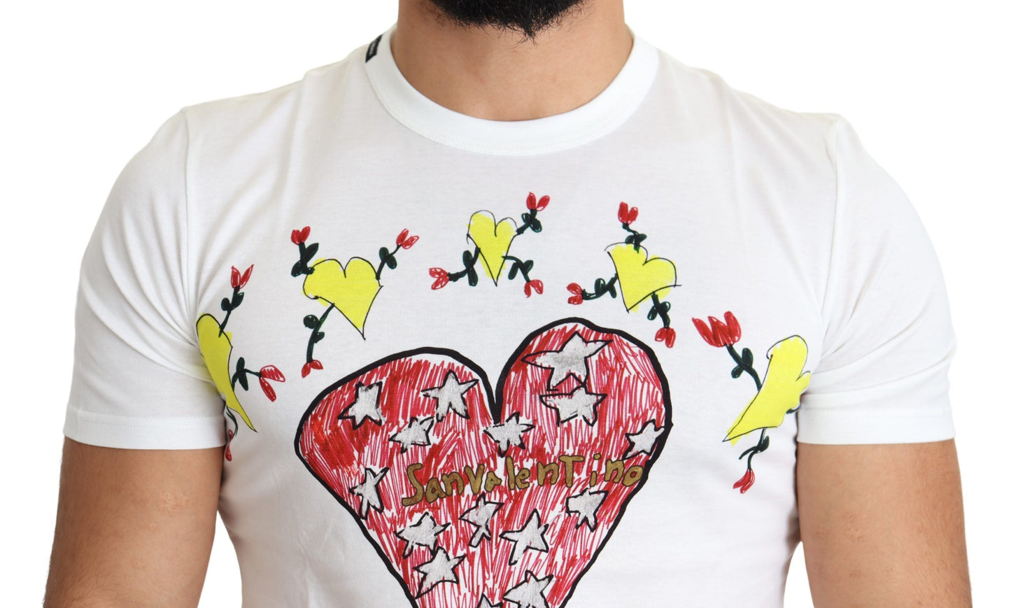 Camiseta de Algodón Blanca para Hombre con Estampado de San Valentín de Dolce & Gabbana