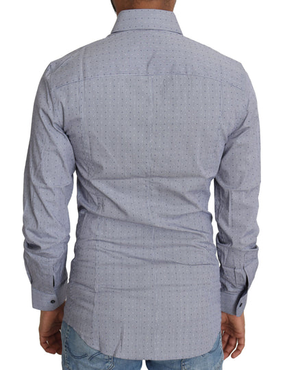 Camisa Formal SICILIA Semiajustada Gris con Lunares de Dolce & Gabbana
