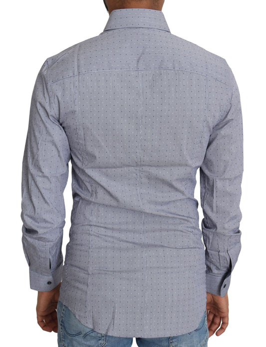 Camisa Formal SICILIA Semiajustada Gris con Lunares de Dolce & Gabbana