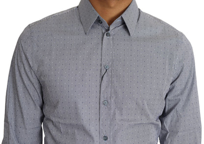 Camisa Formal SICILIA Semiajustada Gris con Lunares de Dolce & Gabbana