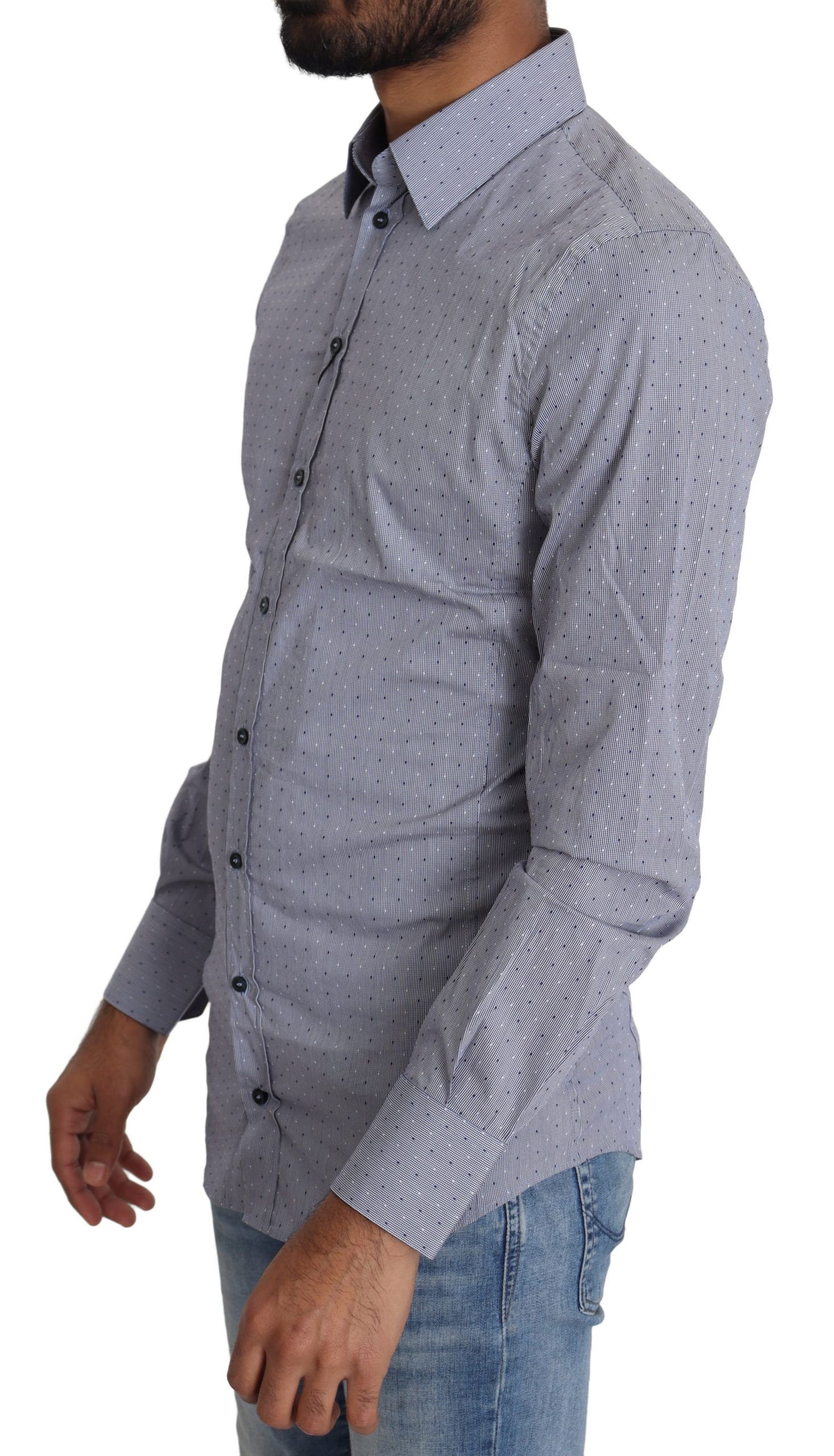Camisa Formal SICILIA Semiajustada Gris con Lunares de Dolce & Gabbana