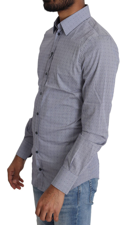 Camisa Formal SICILIA Semiajustada Gris con Lunares de Dolce & Gabbana