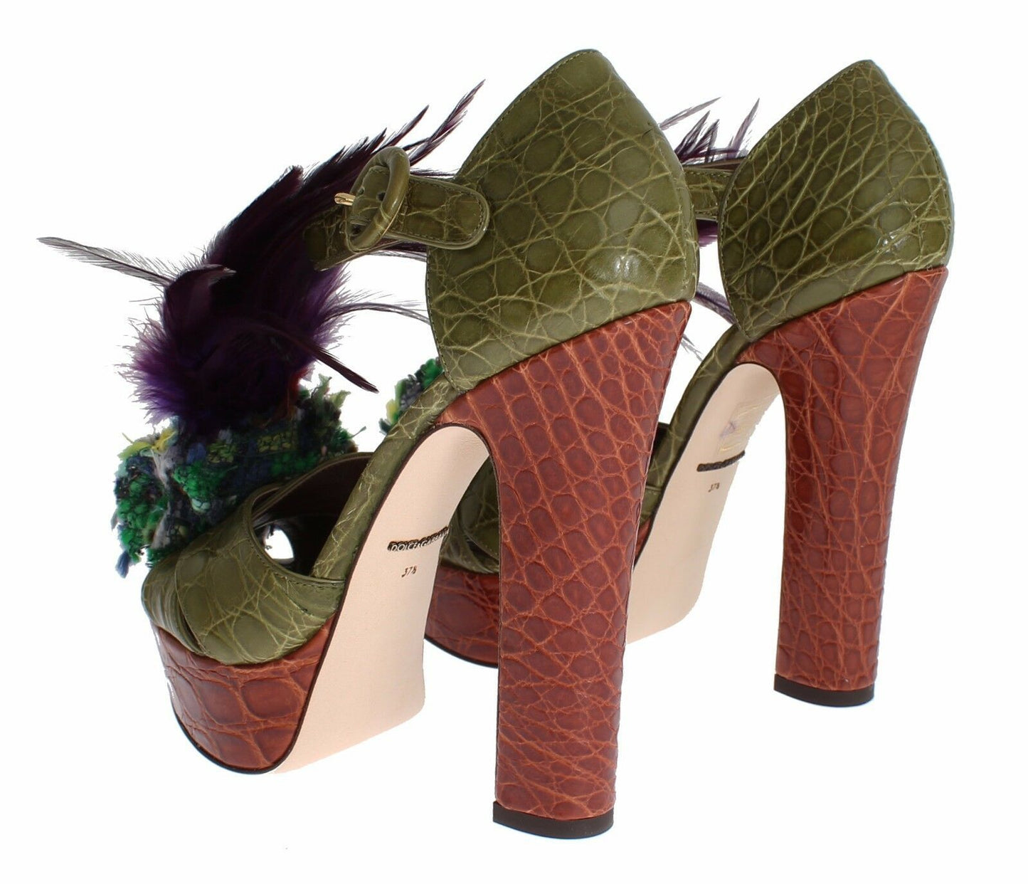 Zapatos sandalia de plataforma de cristal de cuero verde Dolce & Gabbana