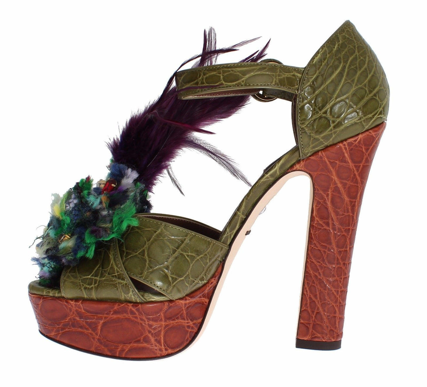 Zapatos sandalia de plataforma de cristal de cuero verde Dolce & Gabbana