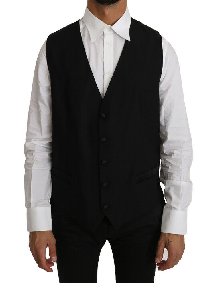 Chaleco Dolce & Gabbana negro liso de lana y seda