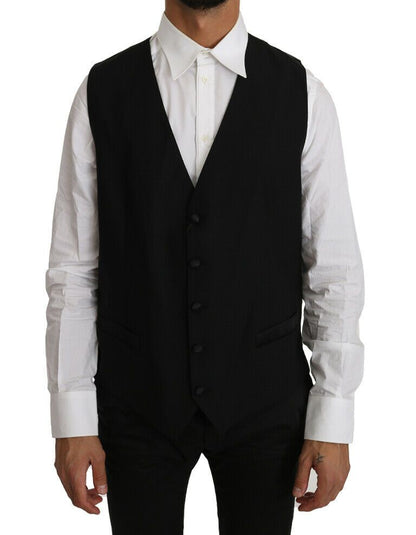 Chaleco Dolce & Gabbana negro liso de lana y seda