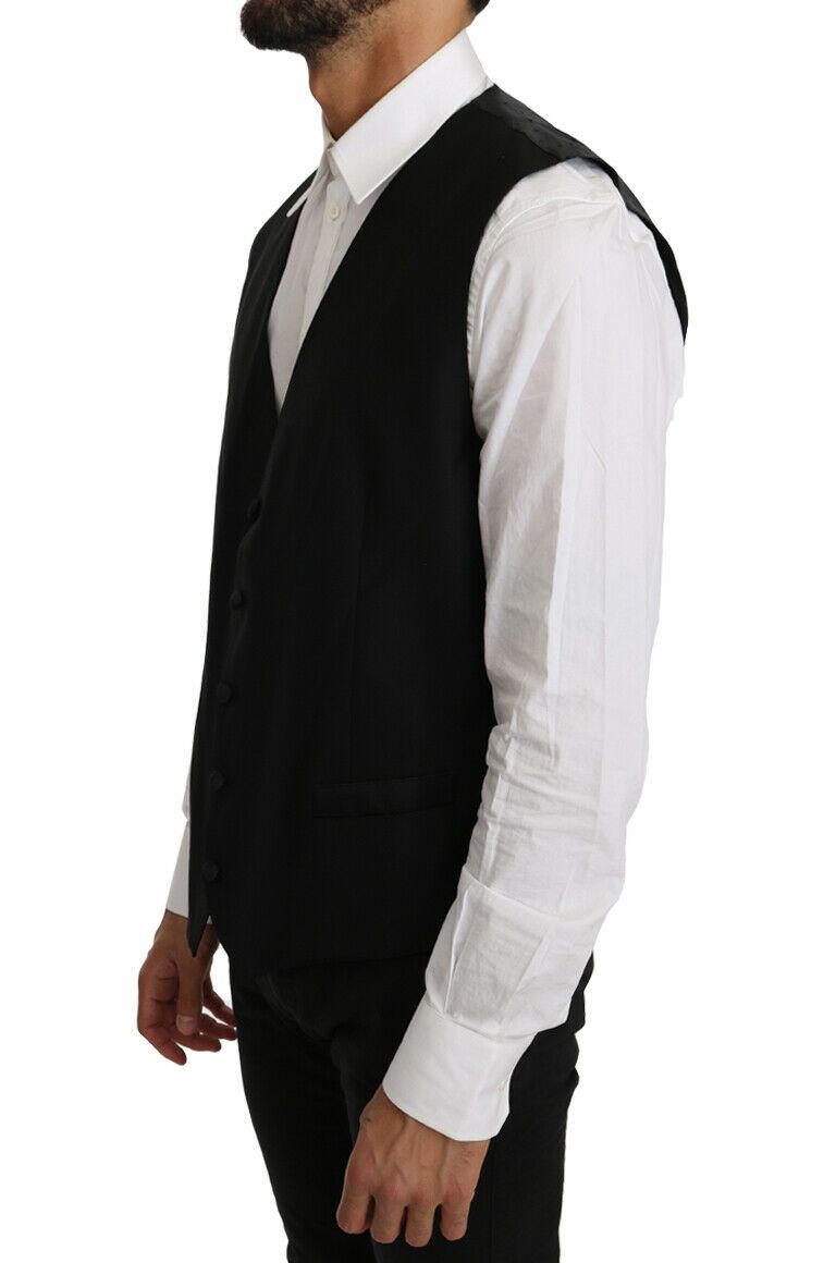 Chaleco Dolce & Gabbana negro liso de lana y seda