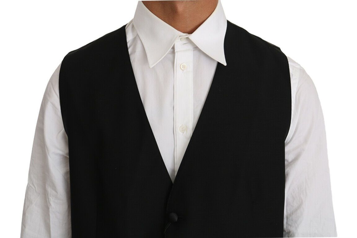Chaleco Dolce & Gabbana negro liso de lana y seda