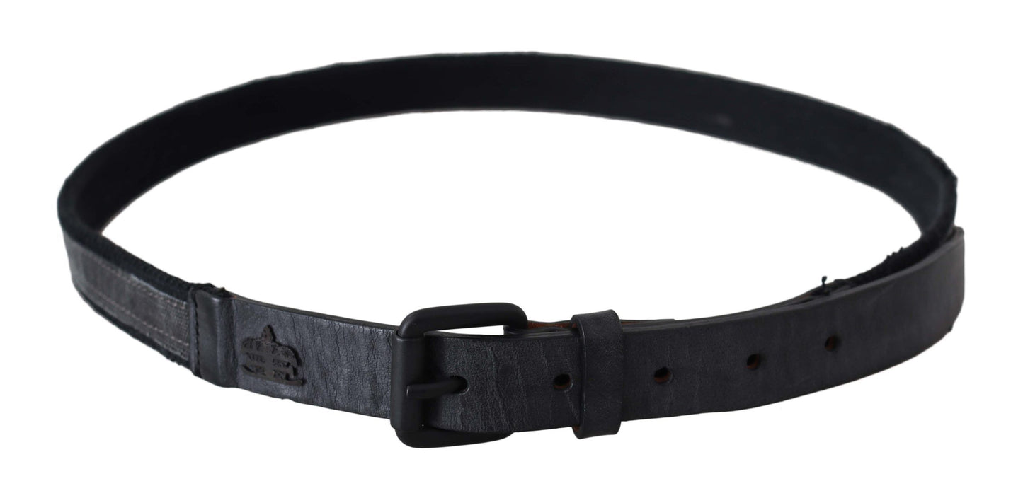 Cinturón de Piel Negro con Hebilla del Logo Ermanno Scervino