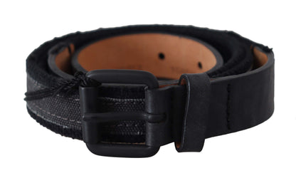 Cinturón de Piel Negro con Hebilla del Logo Ermanno Scervino