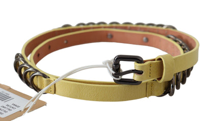 Cinturón de lujo John Galliano de cuero amarillo fino con hebilla elegante
