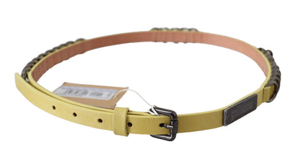 Cinturón de lujo John Galliano de cuero amarillo fino con hebilla elegante