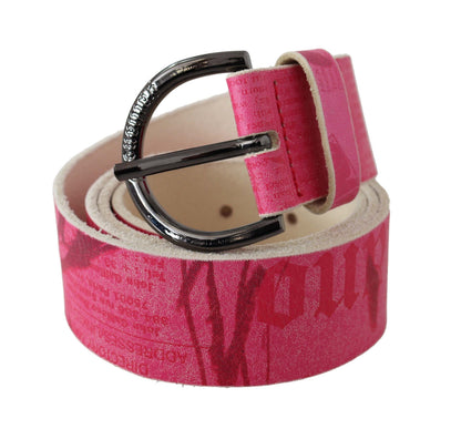 Cinturón John Galliano de cuero rosa con logo de letras y hebilla redonda