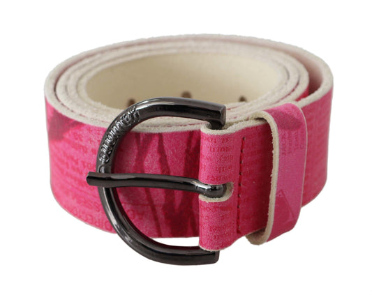 Cinturón John Galliano de cuero rosa con logo de letras y hebilla redonda