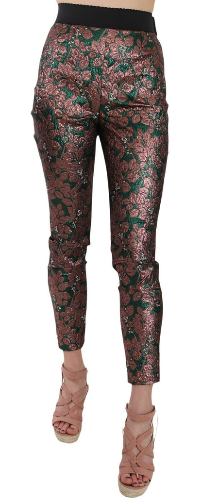 Pantalón cropped de brocado jacquard iridiscente multicolor Dolce & Gabbana