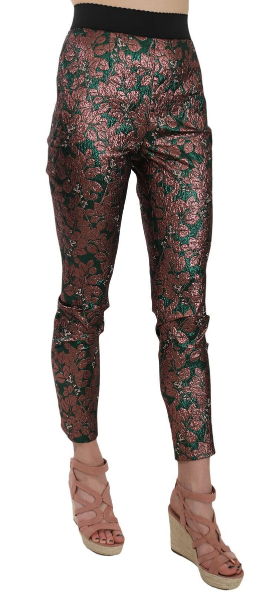Pantalón cropped de brocado jacquard iridiscente multicolor Dolce & Gabbana