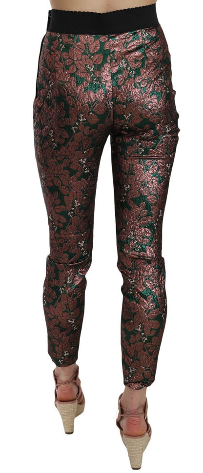 Pantalón cropped de brocado jacquard iridiscente multicolor Dolce & Gabbana