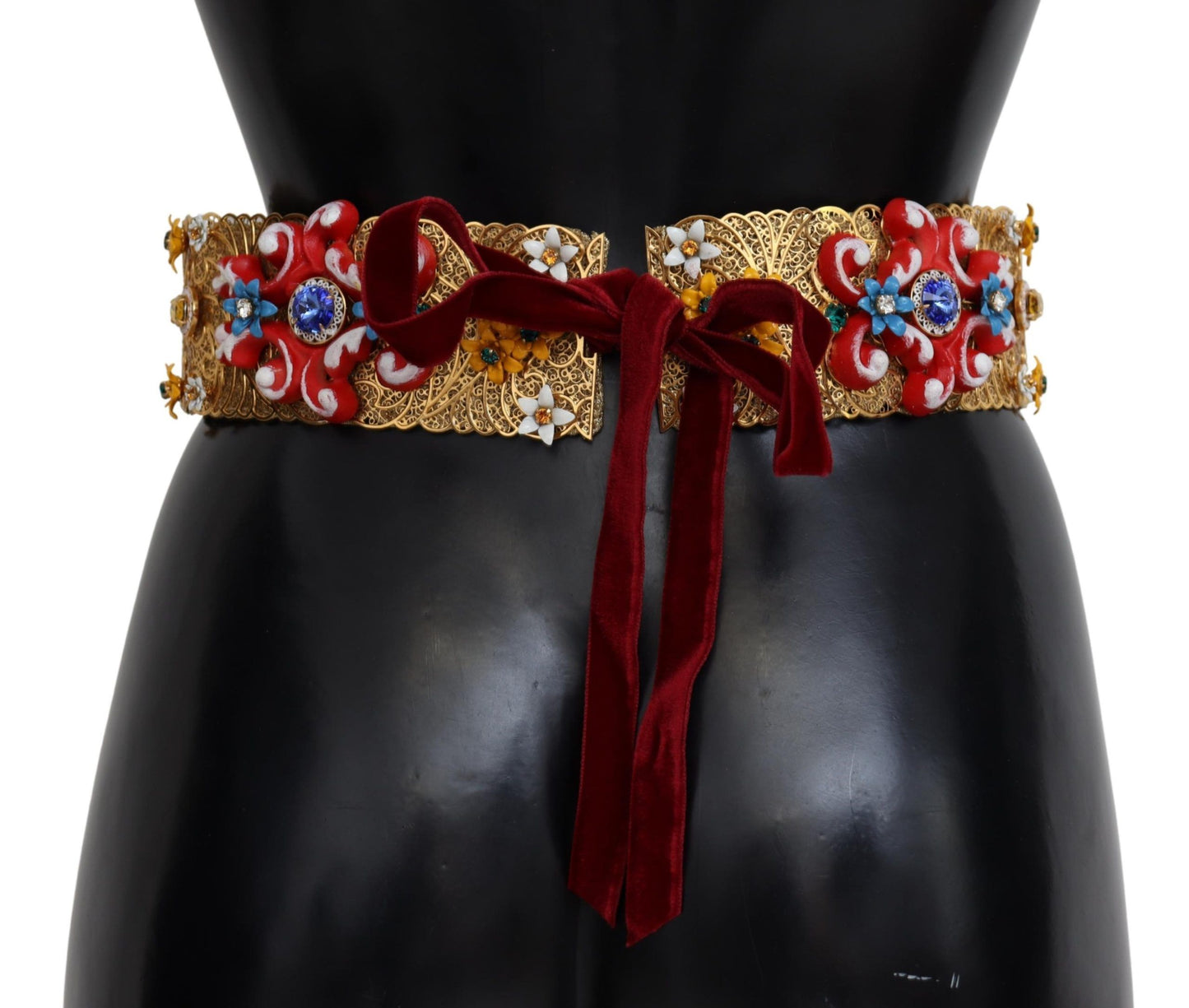 Cinturón Dolce & Gabbana Carretto Ancho Bordado con Cristales y Flores
