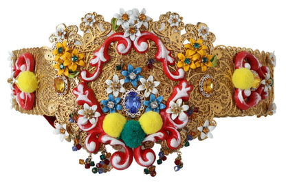 Cinturón Dolce & Gabbana Carretto Ancho Bordado con Cristales y Flores