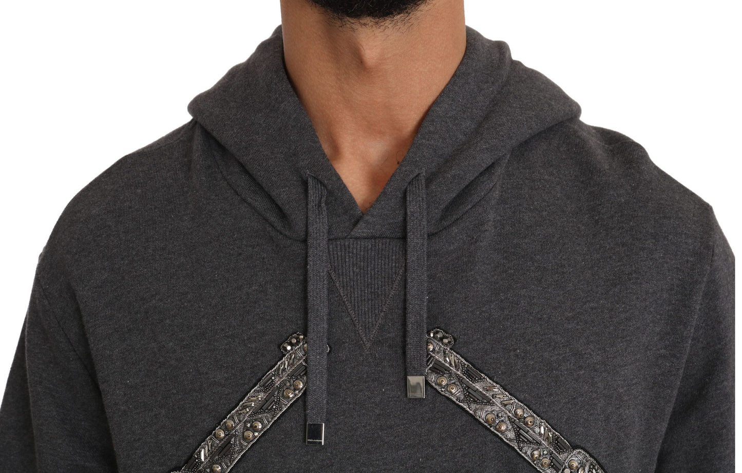 Sudadera con capucha gris y corazón de cristal rojo con pistola de Dolce & Gabbana