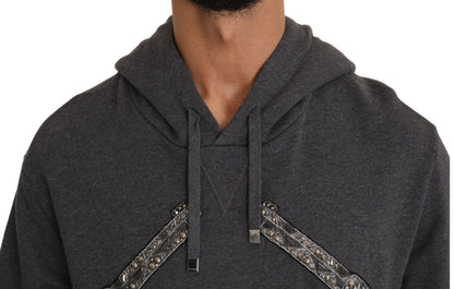 Sudadera con capucha gris y corazón de cristal rojo con pistola de Dolce & Gabbana