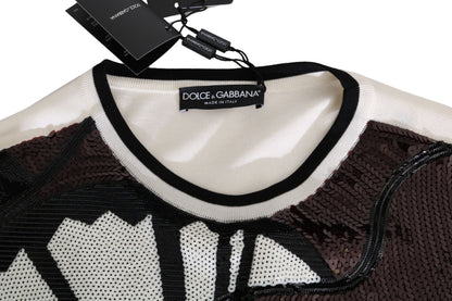 Suéter de punto Dolce & Gabbana blanco con lentejuelas y guitarra