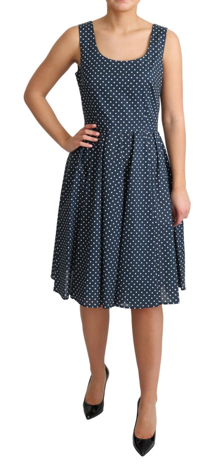 Vestido de algodón de corte A azul con lunares de Dolce & Gabbana