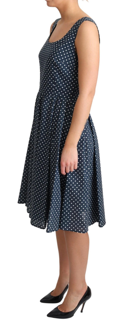 Vestido de algodón de corte A azul con lunares de Dolce & Gabbana