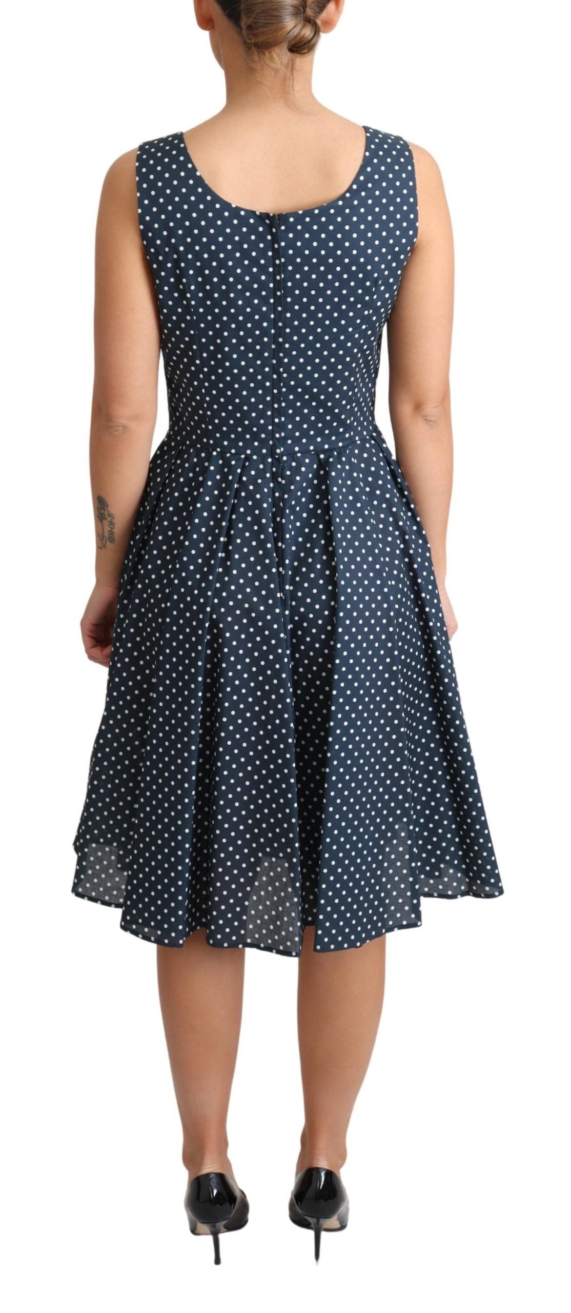 Vestido de algodón de corte A azul con lunares de Dolce & Gabbana