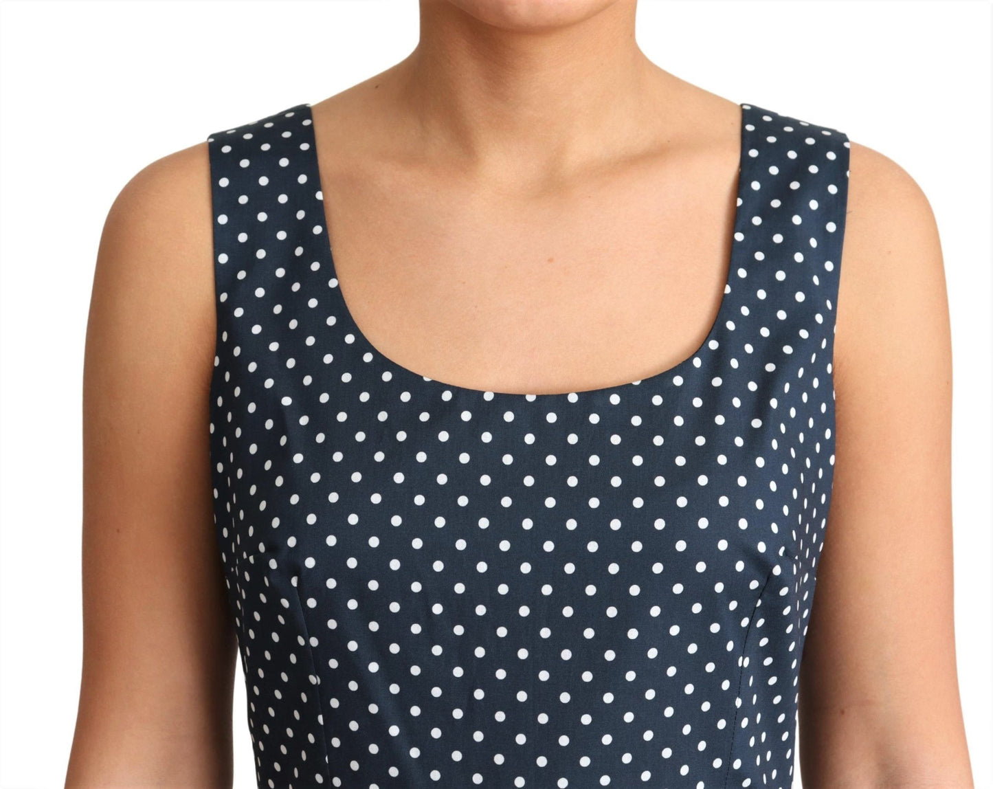 Vestido de algodón de corte A azul con lunares de Dolce & Gabbana